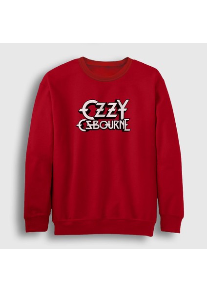 Unisex Kırmızı Logo Ozzy Osbourne Sweatshirt