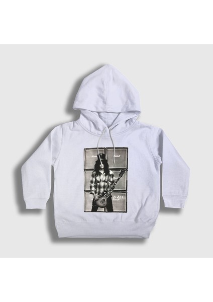 Unisex Çocuk Beyaz Amps Guns N' Roses Slash Kapüşonlu Sweatshirt