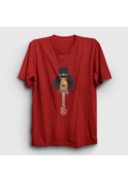 Unisex Kırmızı Guitar Guns N' Roses Slash T-Shirt