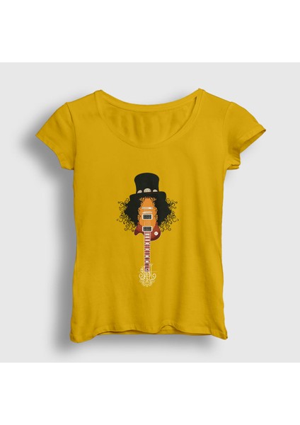 Kadın Sarı Guitar Guns N' Roses Slash T-Shirt