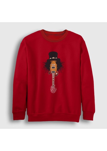 Unisex Kırmızı Guitar Guns N' Roses Slash Sweatshirt
