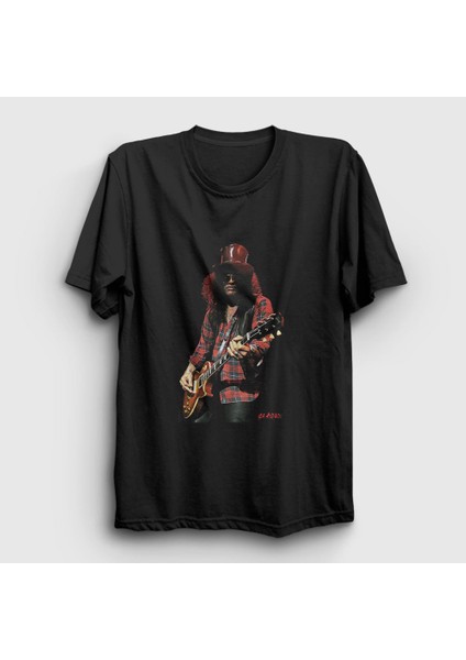 Unisex Siyah Les Paul Guns N' Roses Slash T-Shirt
