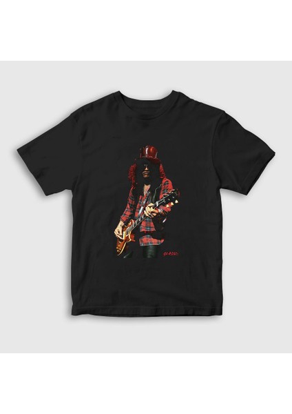 Unisex Çocuk Siyah Les Paul Guns N' Roses Slash T-Shirt