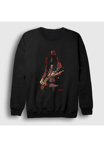 Unisex Siyah Les Paul Guns N' Roses Slash Sweatshirt