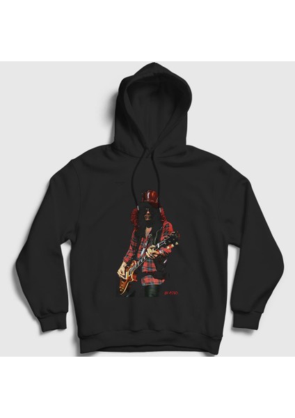 Unisex Siyah Les Paul Guns N' Roses Slash Kapüşonlu Sweatshirt