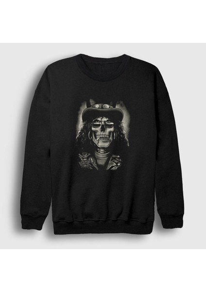 Unisex Siyah Skull Guns N' Roses Slash Sweatshirt