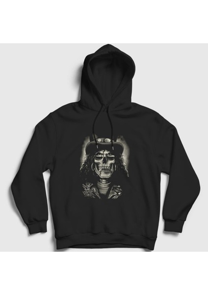 Unisex Siyah Skull Guns N' Roses Slash Kapüşonlu Sweatshirt