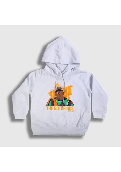 Unisex Çocuk Beyaz King The Notorious BIG Kapüşonlu Sweatshirt