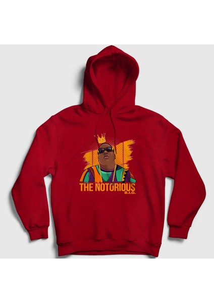 Unisex Kırmızı King The Notorious BIG Kapüşonlu Sweatshirt