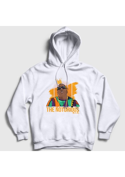 Unisex Beyaz King The Notorious BIG Kapüşonlu Sweatshirt