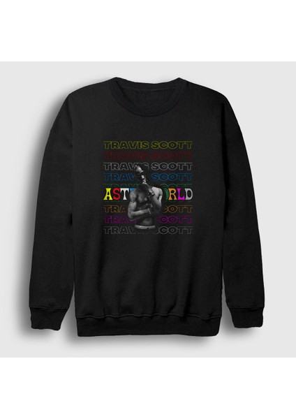 Unisex Siyah Cool Astroworld Travis Scott Sweatshirt