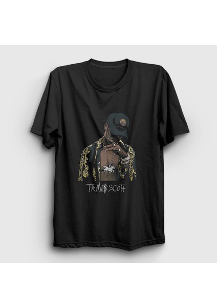 Unisex Siyah Gold Astroworld Travis Scott T-Shirt