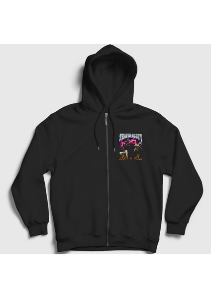 Unisex Siyah Lightning Astroworld Travis Scott Fermuarlı Kapüşonlu Sweatshirt