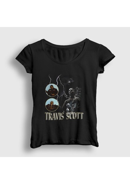 Kadın Siyah Loop Astroworld Travis Scott T-Shirt