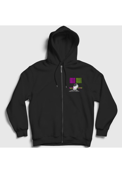 Unisex Siyah Sky Astroworld Travis Scott Fermuarlı Kapüşonlu Sweatshirt