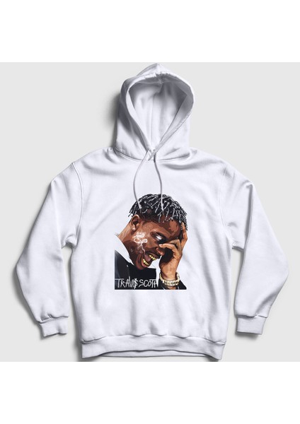 Unisex Beyaz Smoke Astroworld Travis Scott Kapüşonlu Sweatshirt