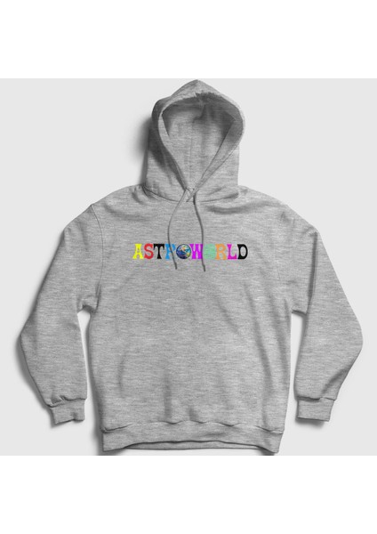 Unisex Gri Astroworld Travis Scott Kapüşonlu Sweatshirt