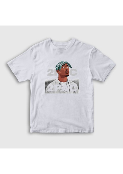 Unisex Çocuk Beyaz 2pac Tupac Shakur T-Shirt