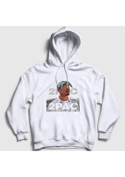 Unisex Beyaz 2pac Tupac Shakur Kapüşonlu Sweatshirt