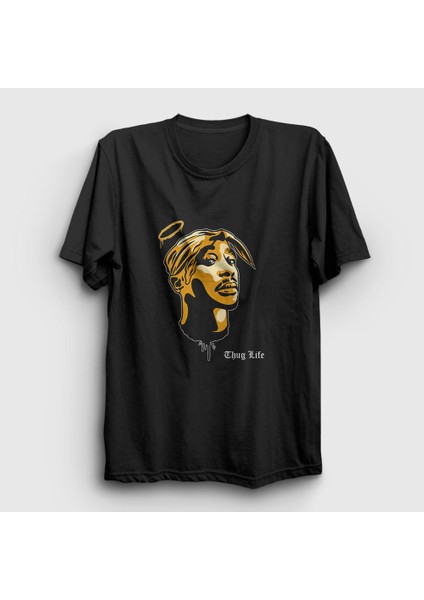 Unisex Siyah Angel Tupac Shakur T-Shirt