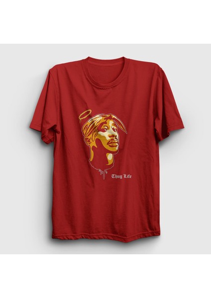 Unisex Kırmızı Angel Tupac Shakur T-Shirt