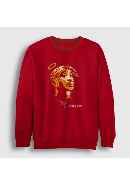 Unisex Kırmızı Angel Tupac Shakur Sweatshirt