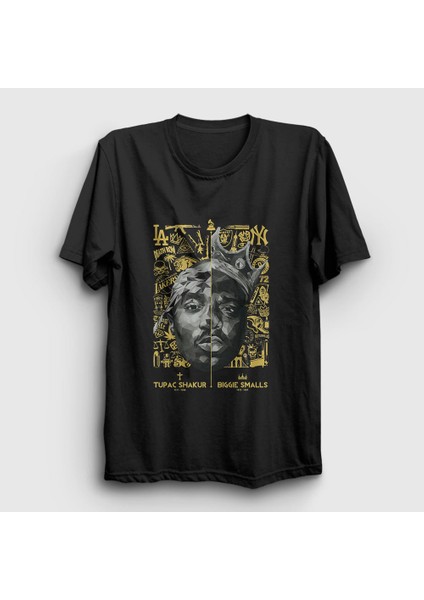 Unisex Siyah Biggie Smalls Tupac Shakur T-Shirt