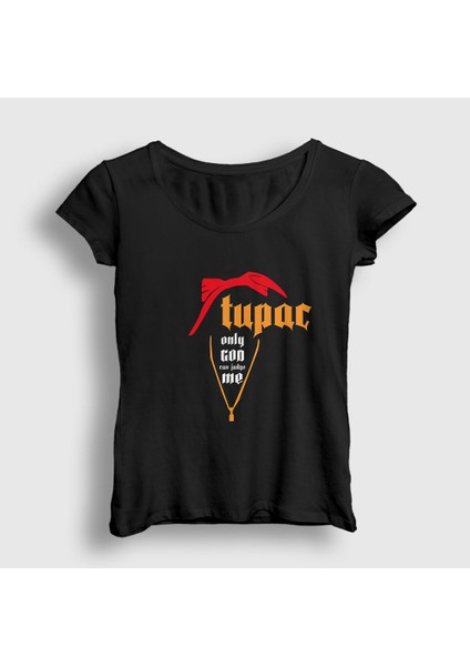 Kadın Siyah Judge Tupac Shakur T-Shirt