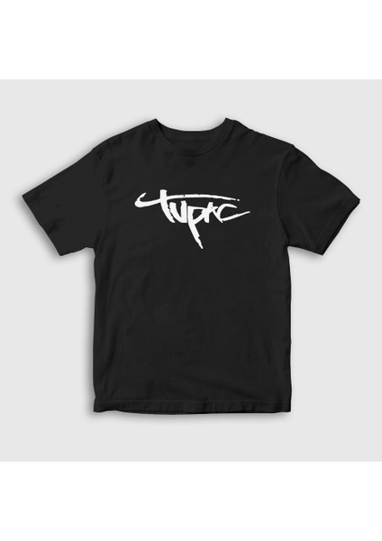 Unisex Çocuk Siyah Logo Tupac Shakur T-Shirt