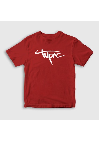 Unisex Çocuk Kırmızı Logo Tupac Shakur T-Shirt
