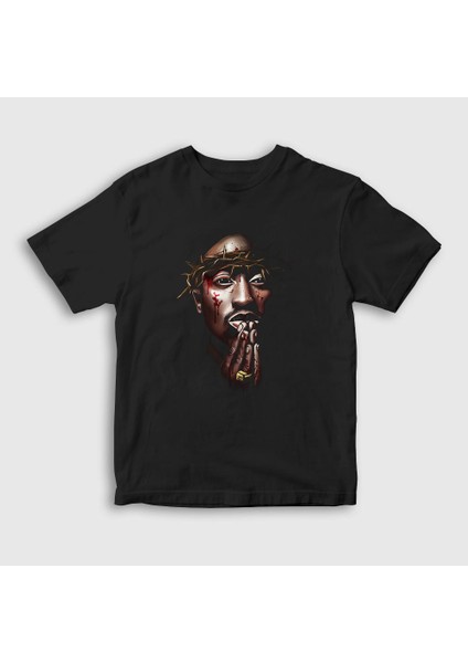 Unisex Çocuk Siyah Thorns Tupac Shakur T-Shirt