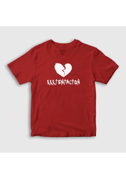 Unisex Çocuk Kırmızı Broken Heart XXXTentacion T-Shirt