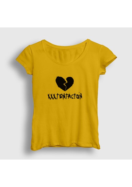 Kadın Sarı Broken Heart XXXTentacion T-Shirt