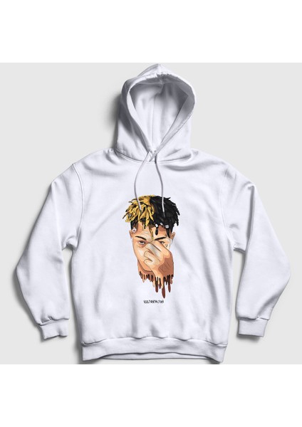 Unisex Beyaz Cool XXXTentacion Kapüşonlu Sweatshirt