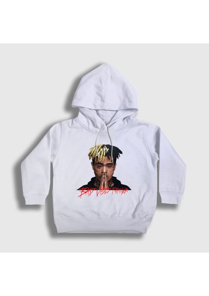 Unisex Çocuk Beyaz Forever XXXTentacion Kapüşonlu Sweatshirt