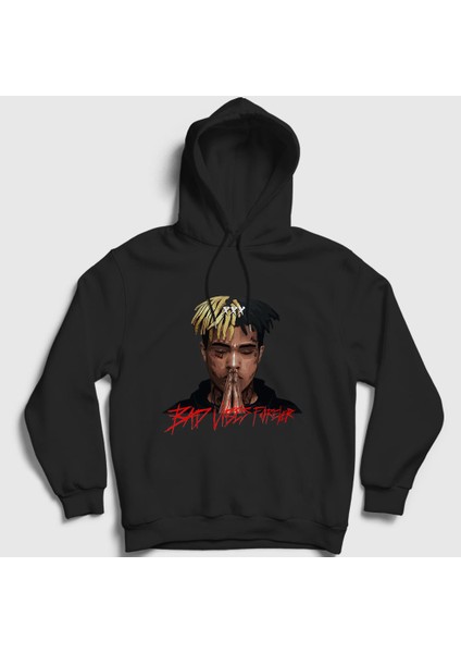 Unisex Siyah Forever XXXTentacion Kapüşonlu Sweatshirt