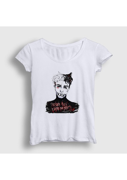Kadın Beyaz Hate XXXTentacion T-Shirt