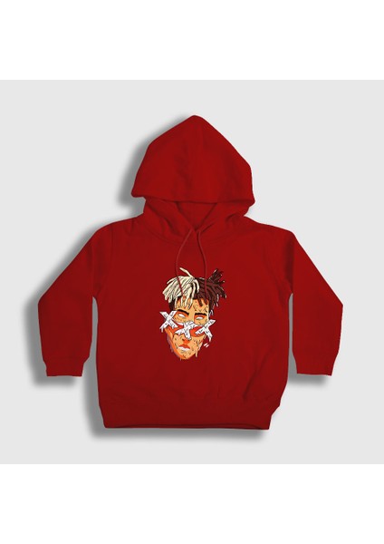 Unisex Çocuk Kırmızı Melting XXXTentacion Kapüşonlu Sweatshirt