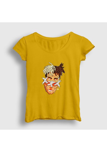 Kadın Sarı Melting XXXTentacion T-Shirt