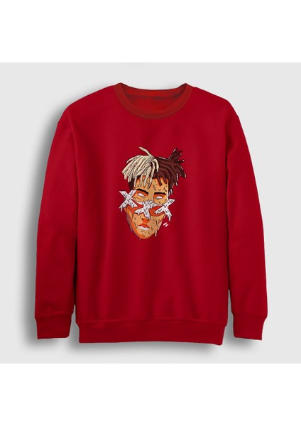 Unisex Kırmızı Melting XXXTentacion Sweatshirt