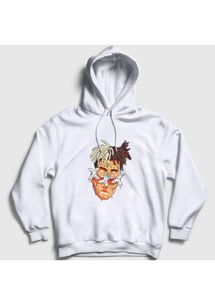 Unisex Beyaz Melting XXXTentacion Kapüşonlu Sweatshirt