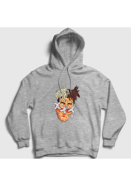 Unisex Gri Melting XXXTentacion Kapüşonlu Sweatshirt