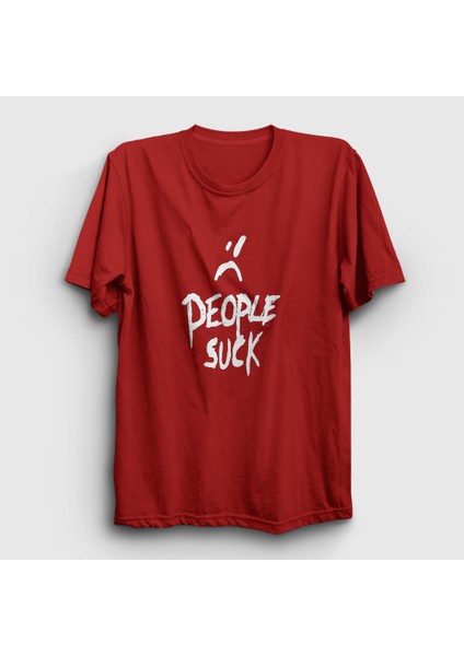Unisex Kırmızı People Suck XXXTentacion T-Shirt