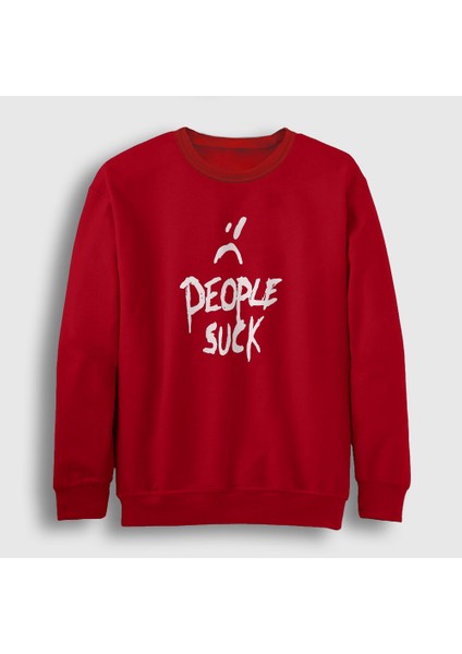 Unisex Kırmızı People Suck XXXTentacion Sweatshirt