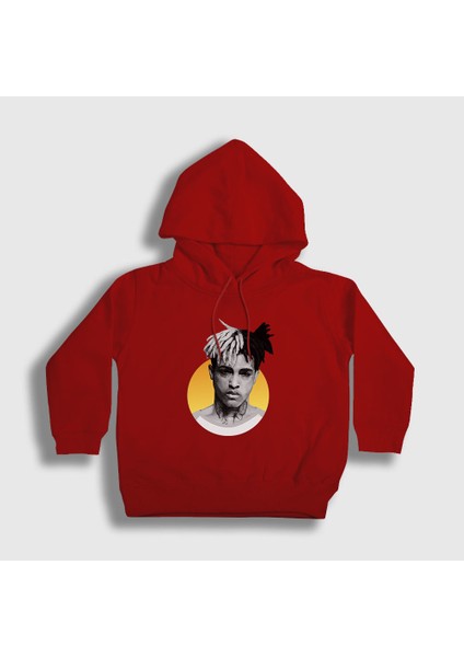 Unisex Çocuk Kırmızı Sun XXXTentacion Kapüşonlu Sweatshirt