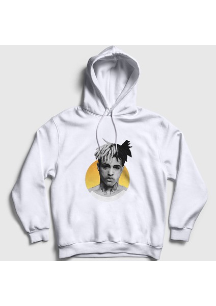 Unisex Beyaz Sun XXXTentacion Kapüşonlu Sweatshirt
