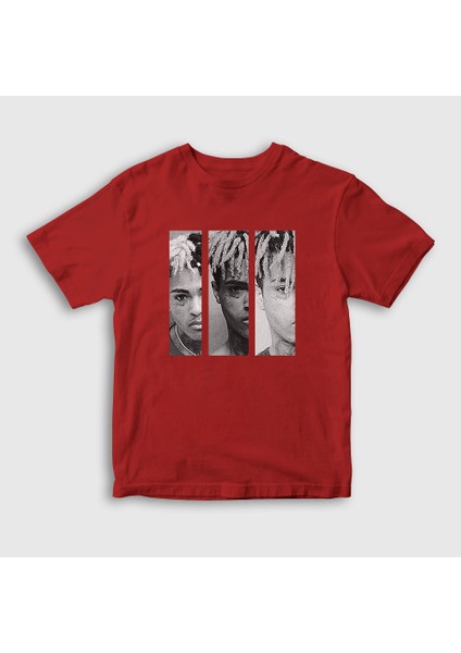 Unisex Çocuk Kırmızı Three XXXTentacion T-Shirt