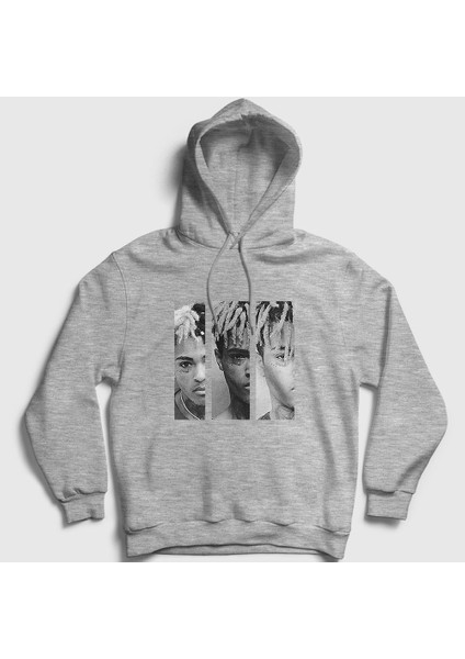 Unisex Gri Three XXXTentacion Kapüşonlu Sweatshirt