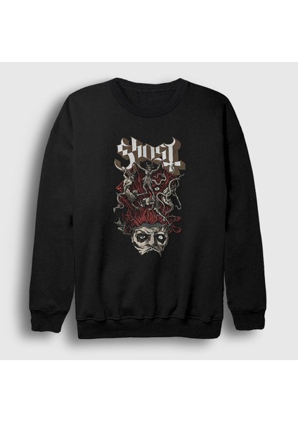 Unisex Siyah Demons Ghost Sweatshirt
