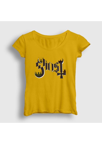 Kadın Sarı Logo Ghost T-Shirt